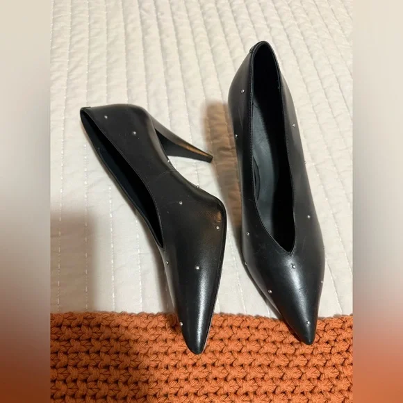 All Saints Black Studded Heels - Picture 2 of 5